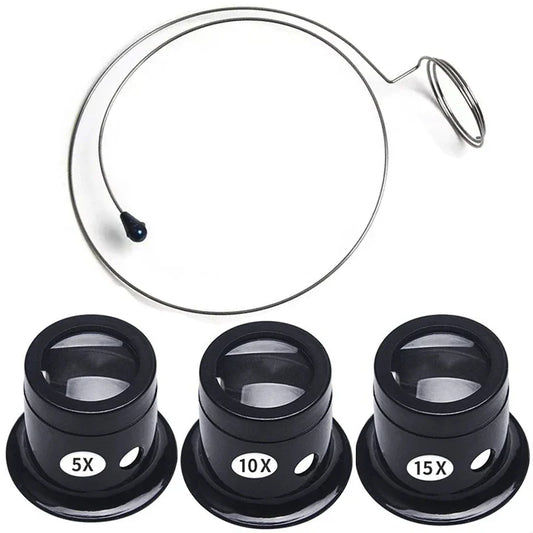 4Pcs Watch Magnifier Set - Eye Loupe and Loop Magnifying Glass Tools for Jewelry and Watchmaking