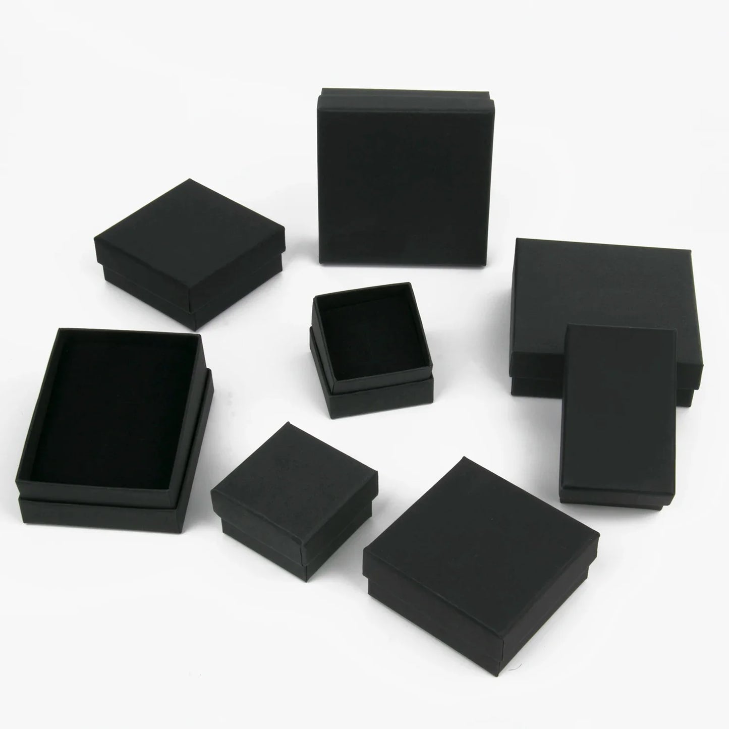 Black Square Jewelry Gift Box Organizer — Display & Packaging for Rings, Earrings, Necklaces, Bracelets, Brooches