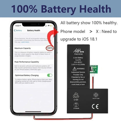 PINZHENG High Capacity Replacement Battery for iPhone X, XR, XS, 11, 12 & 13 Mini, Pro & Pro Max