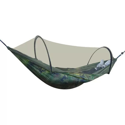 2-in-1 Camping Hammock with Mosquito Net - Ultralight Parachute Nylon Hanging Bed for Outdoor Travel & Backyard