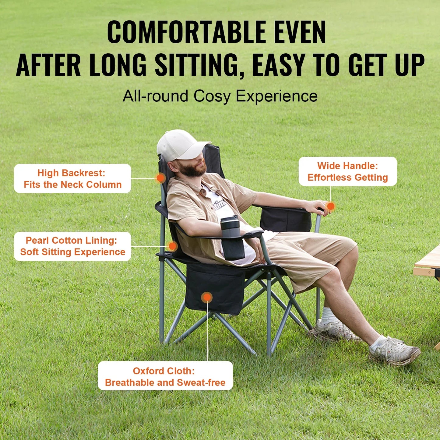 Outdoor Folding Camping Chair — Ultralight Portable Beach, Hiking, Picnic & Fishing Seat, 350lbs Load Capacity