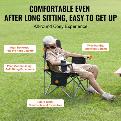 Outdoor Folding Camping Chair — Ultralight Portable Beach, Hiking, Picnic & Fishing Seat, 350lbs Load Capacity