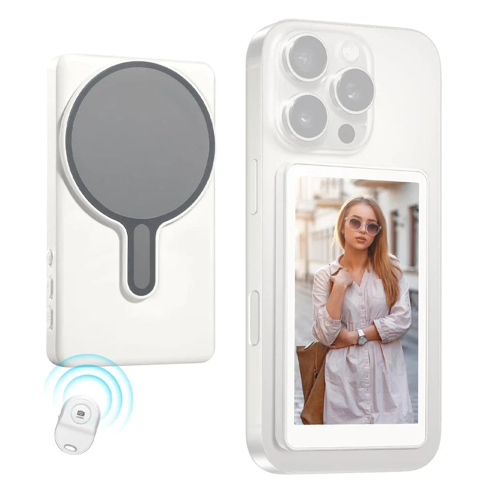 Wireless Selfie Monitor Screen - Magnetic Rear Camera Display for iPhone Android Vlog & Live Streaming