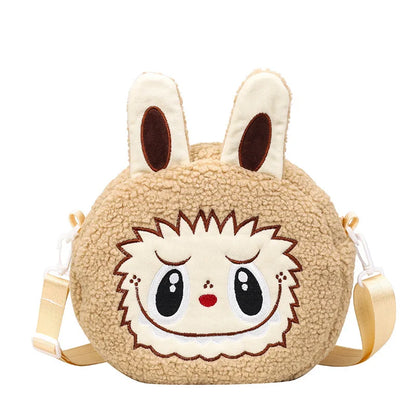 Labu Cartoon Crossbody Plush Bag – Kids Backpack & Shoulder Bag Doll Change Purse, Perfect Gift for Girls