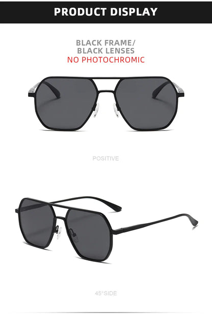Luxury Metal Photochromic Sunglasses – Fashion Polarized UV400 Chameleon Anti-Glare Driving Glasses for Men & Women