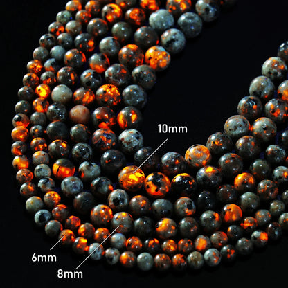 Natural Flame Stone Beads - Yooperlite & Fire Sodalite Loose Spacer Beads for DIY Bracelets and Necklaces