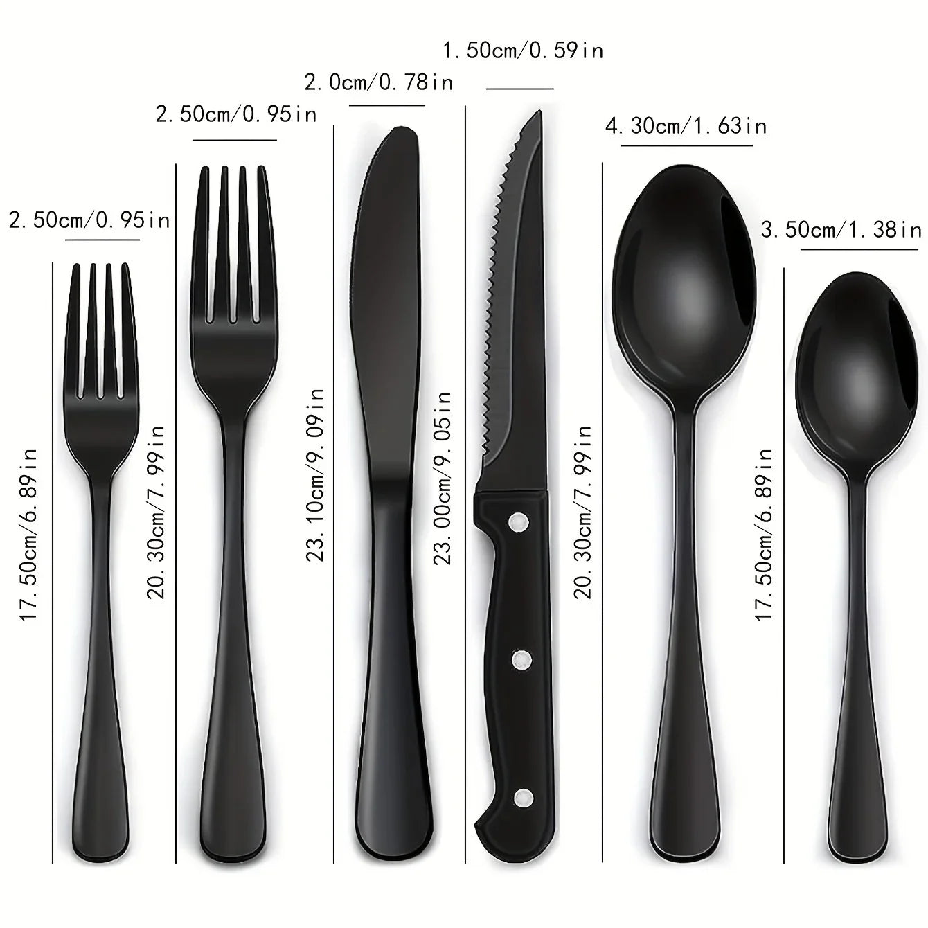 36-Piece Black Silverware Set with Steak Knives – Food-Grade Stainless Steel Flatware & Tableware Cutlery Set