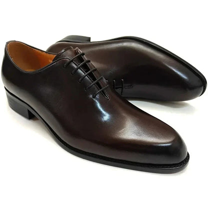 Men’s Handmade Leather Oxford Shoes - Comfortable Lace-Up Business & Office Dress Shoes