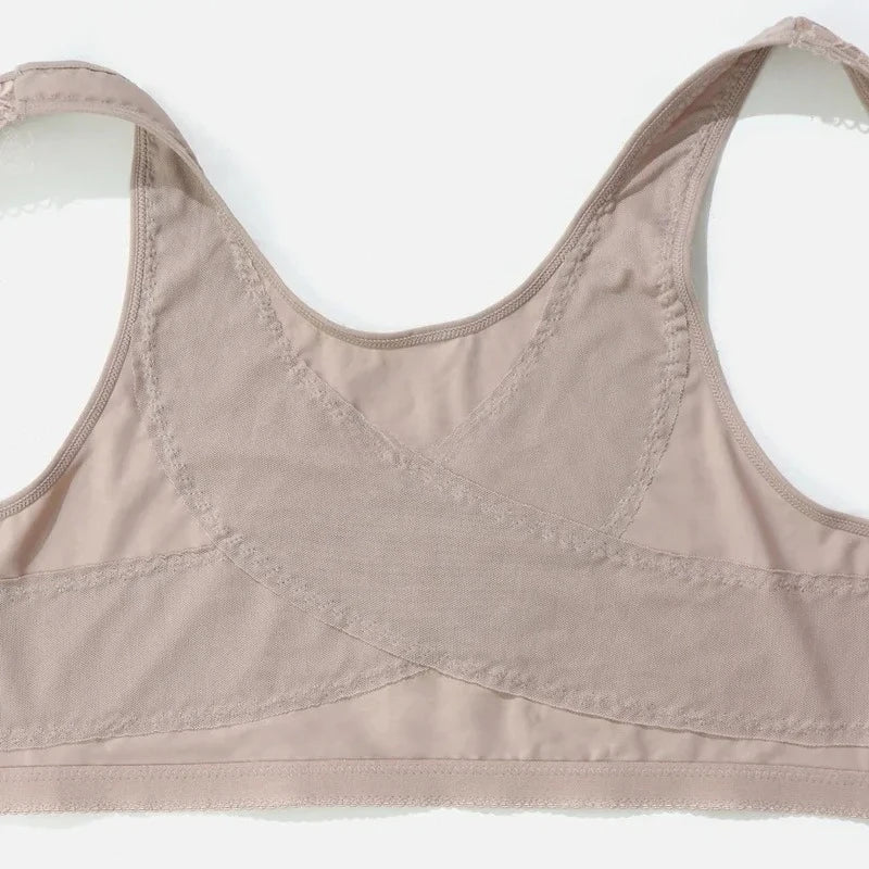 Plus Size Minimizer Bra - 5XL Wireless Front Closure Full Cup Floral Lace Support Bra