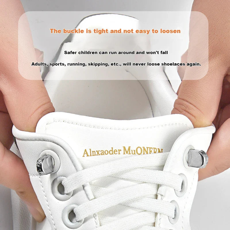 No-Tie 8MM Flat Elastic Shoelaces – Quick Sneakers Laces for Kids & Adults, Shoe Accessories