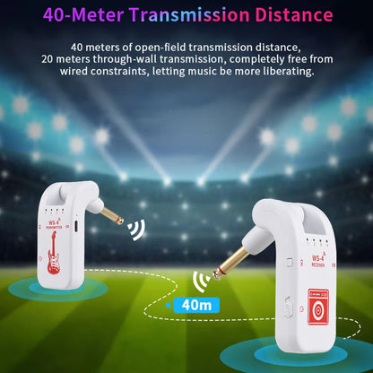2.4G Wireless Guitar System – Transmitter & Receiver Set for Electric Guitar & Bass, 48K/16bit Real-Time Transmission