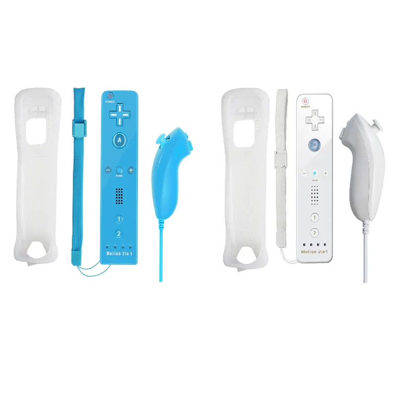 2-in-1 Nintendo Wii Controller Set — Wireless Motion Plus Gamepad with Silicone Case