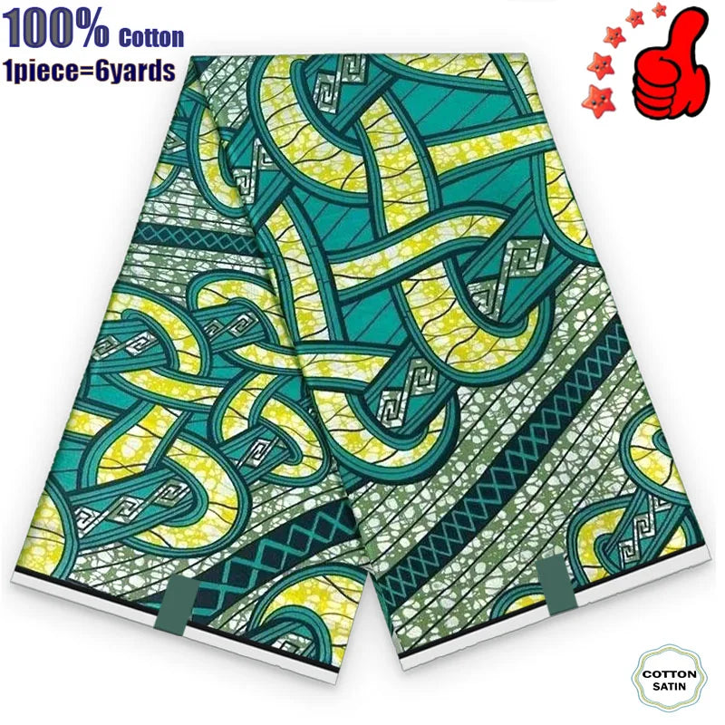 African Real Wax Print Fabric - 100% Cotton Ghana Nigeria Style Ankara Batik Sewing Material
