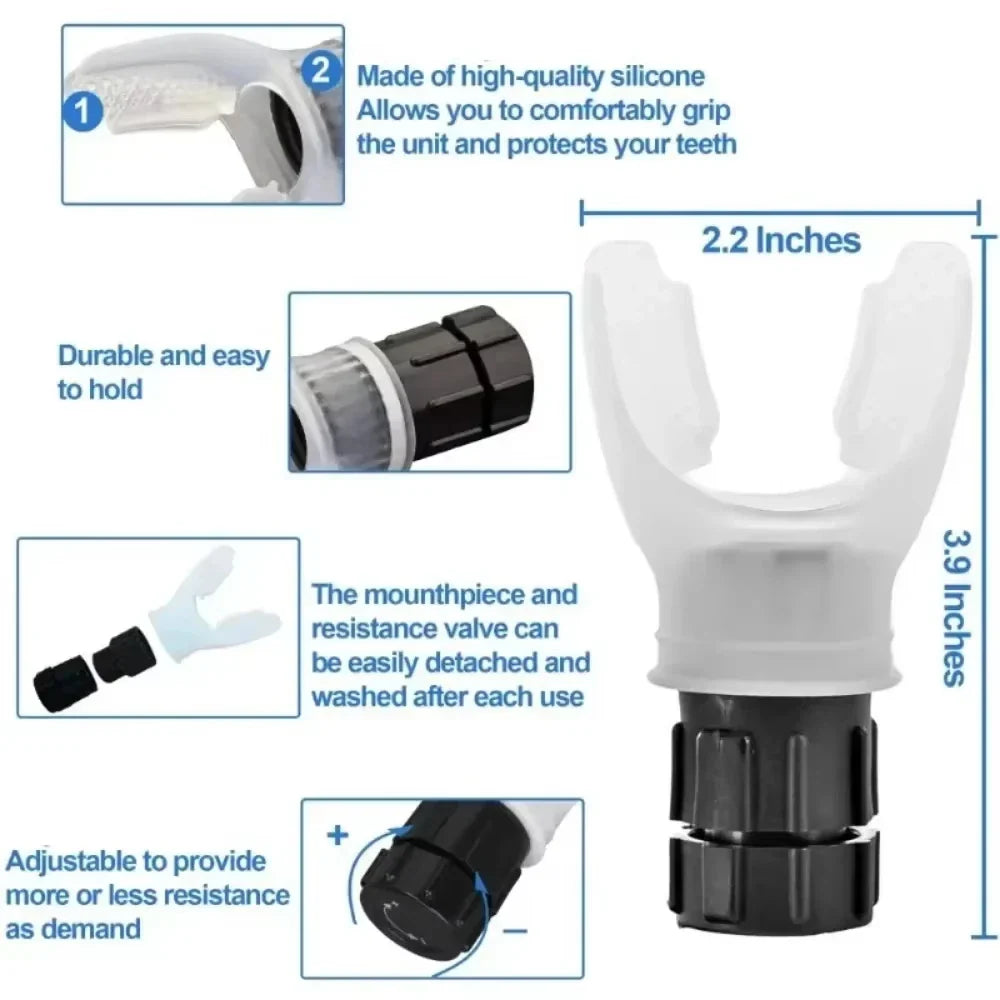 Portable Breathing Exercise Device – Lung Fitness Exerciser with Adjustable Resistance for Endurance Training