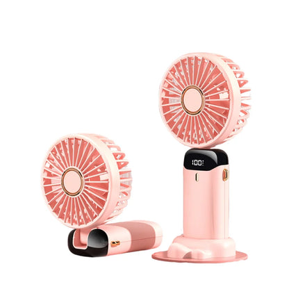 Digital Display USB Handheld Mini Fan – Portable Foldable Silent Fan for Office, Students, Desktop with Multi-Speed Adjustment