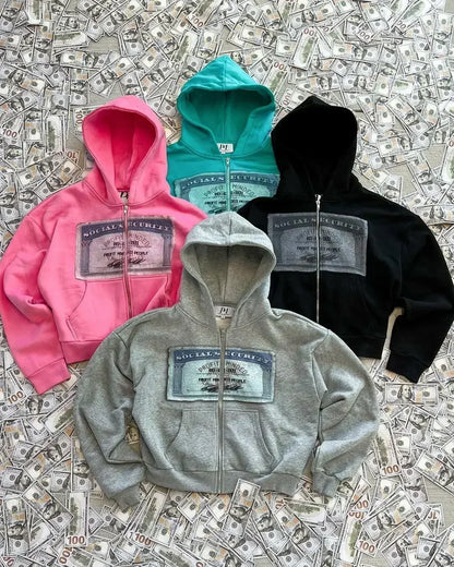 Y2K Retro Autumn Hoodies for Men & Women – Personalized Printed Street Style Long Sleeve Hooded Cardigan