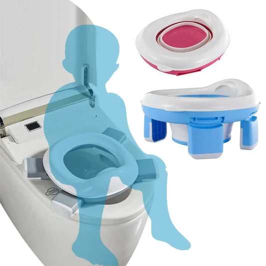 3-in-1 Foldable Travel Potty Seat - Portable Silicone Baby Toilet Trainer with Disposable Bags for Kids