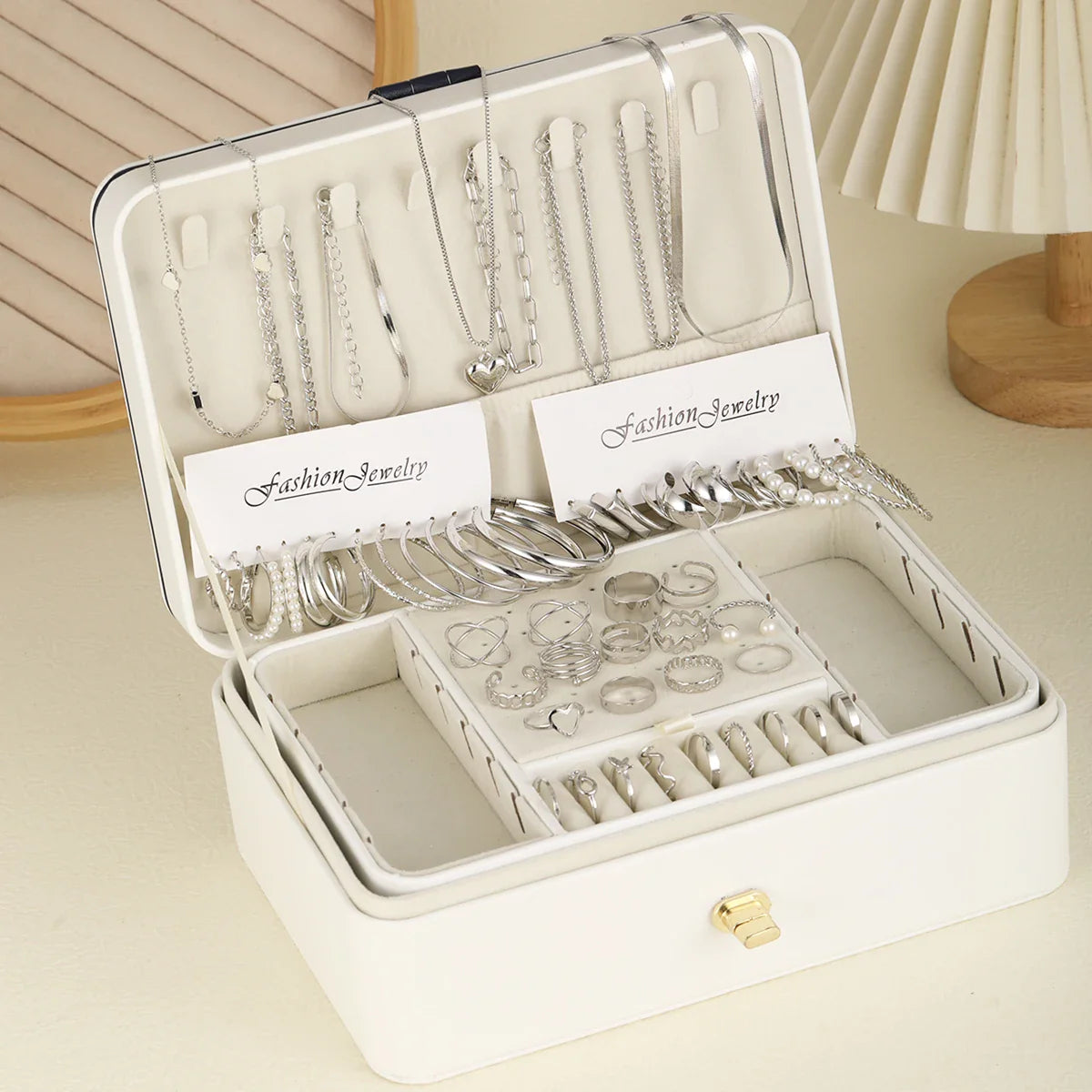 54-Pcs Women’s Vintage Pearl Jewelry Set – Earrings, Rings, Necklace, Bracelet & Heart Pendant, Boho Daily Wear Gift 2024