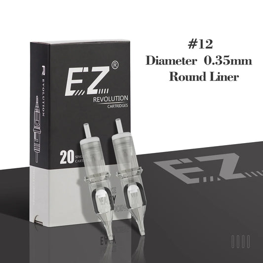 EZ Revolution #12 0.35mm Tattoo Needle Cartridges - Round Liner RC Series 20-Pack