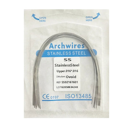 10PCS Dental Orthodontic Arch Wire Set - Stainless Steel Round & Rectangular Dentist Ovoid Form Material