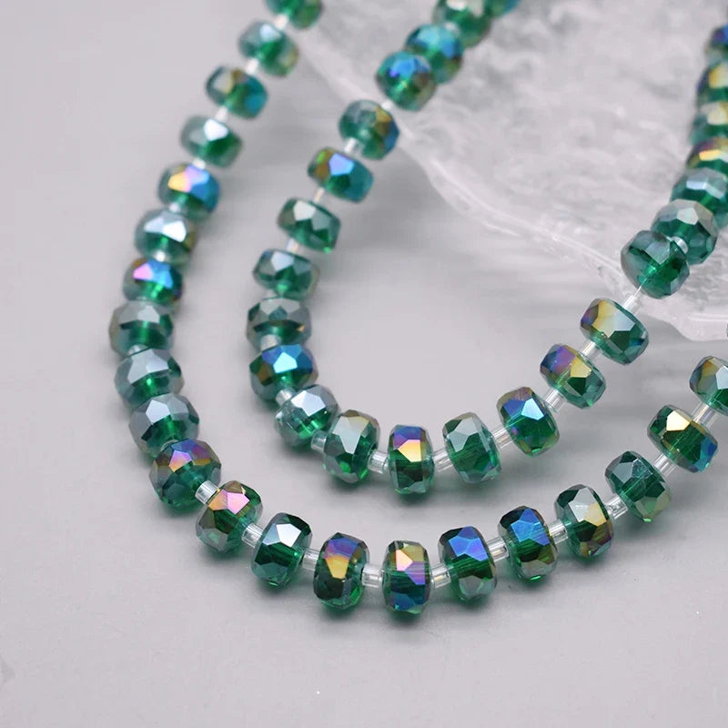 8mm Crystal Glass Beads Set - 30PCS Color Wheel Faceted Round Loose Beads for DIY Jewelry Making & Bracelets