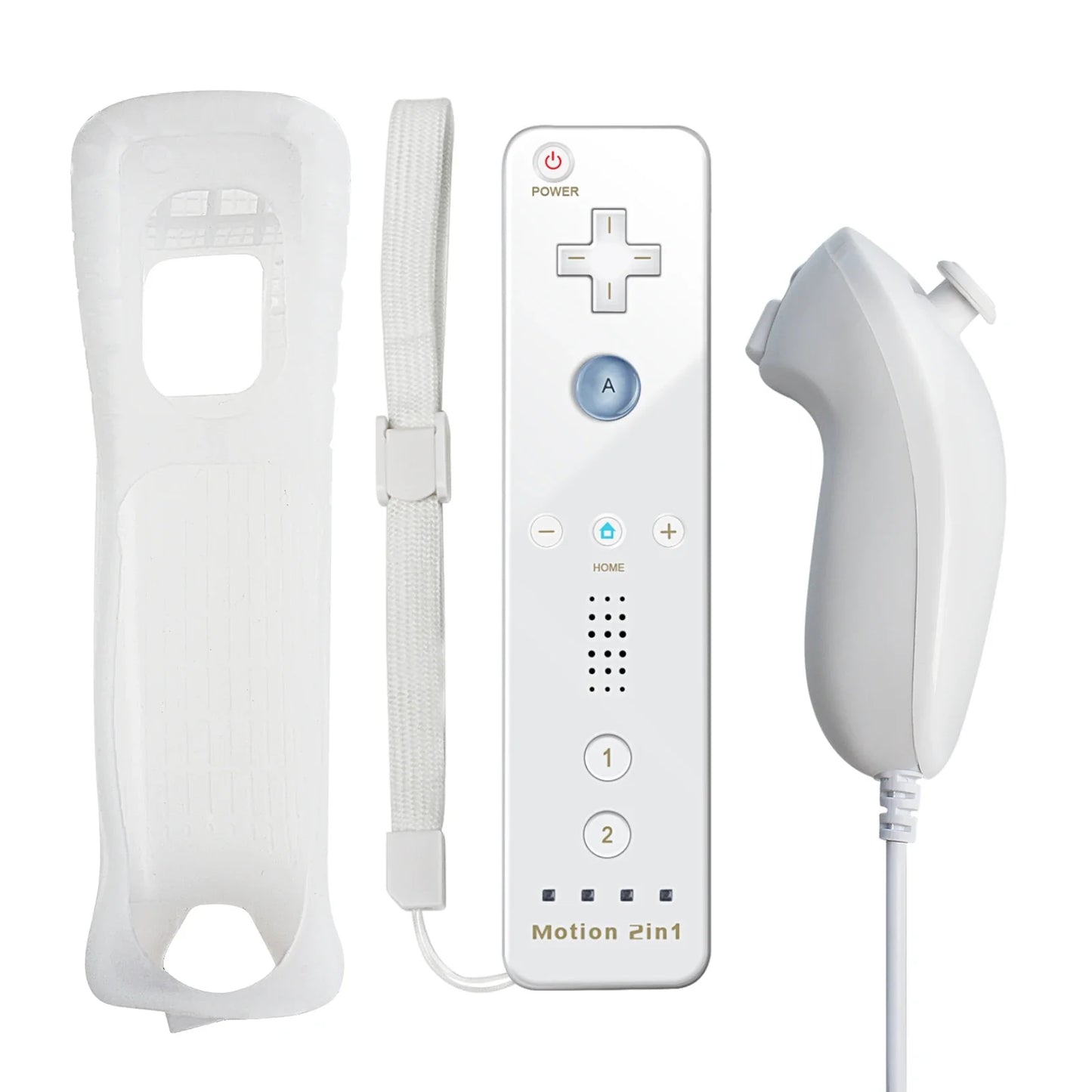 2-in-1 Nintendo Wii Controller Set — Wireless Motion Plus Gamepad with Silicone Case
