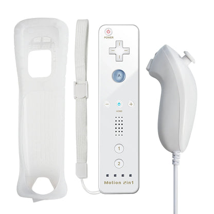 2-in-1 Nintendo Wii Controller Set — Wireless Motion Plus Gamepad with Silicone Case