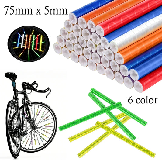 12-72pcs Bicycle Spoke Reflective Stickers - Colorful Wheel Safety Reflector Kit for DIY Bike Visibility & Protection