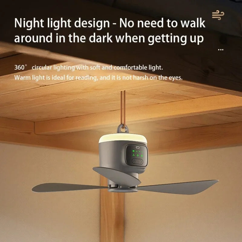 12000mAh Portable Ceiling & Camping Fan – Outdoor Tent Air Circulator and Cooling Ventilator