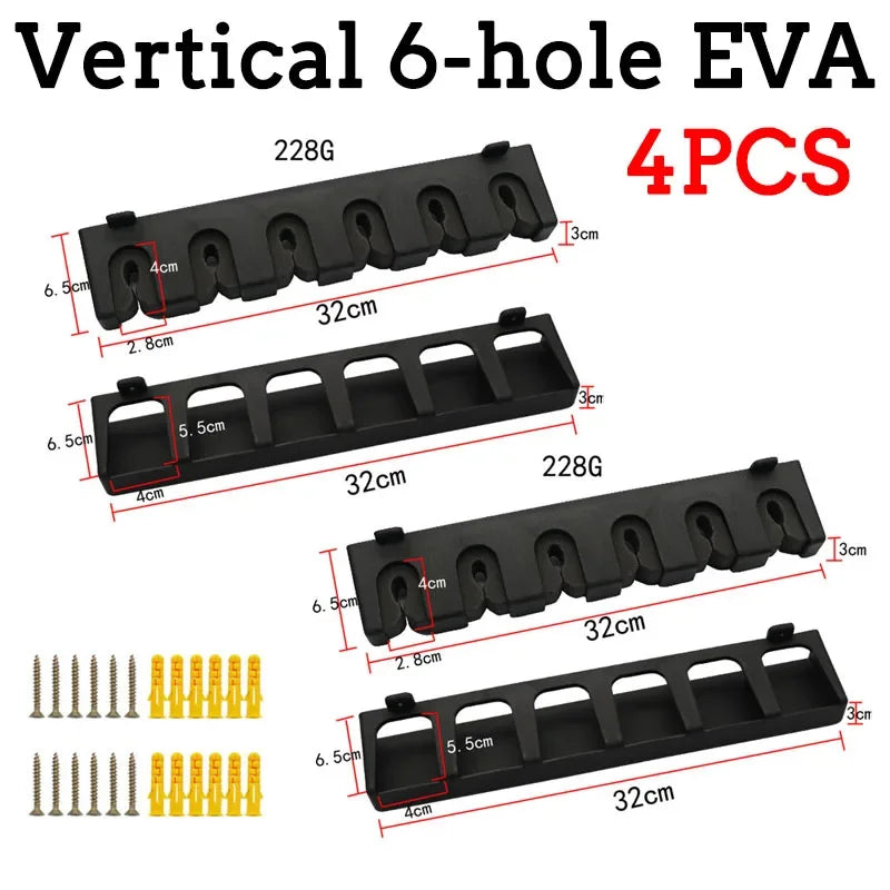 4/2PCS Fishing Rod Holder Rack - Wall Mount Vertical Storage Organizer for Garage & Fishing Pole Collection