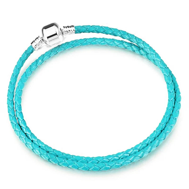 BAOPON 9-Color Leather Charm Bracelet - DIY Chain Jewelry Gift for Women & Girls