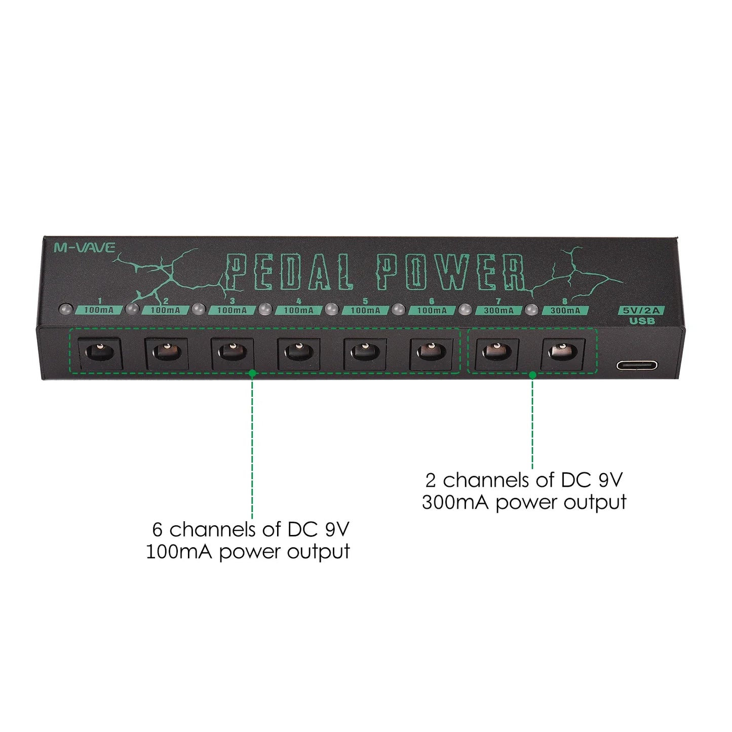 M-VAVE PEDAL POWER - Guitar Pedal Power Supply with 8 Isolated DC Outputs for Guitar Effectors
