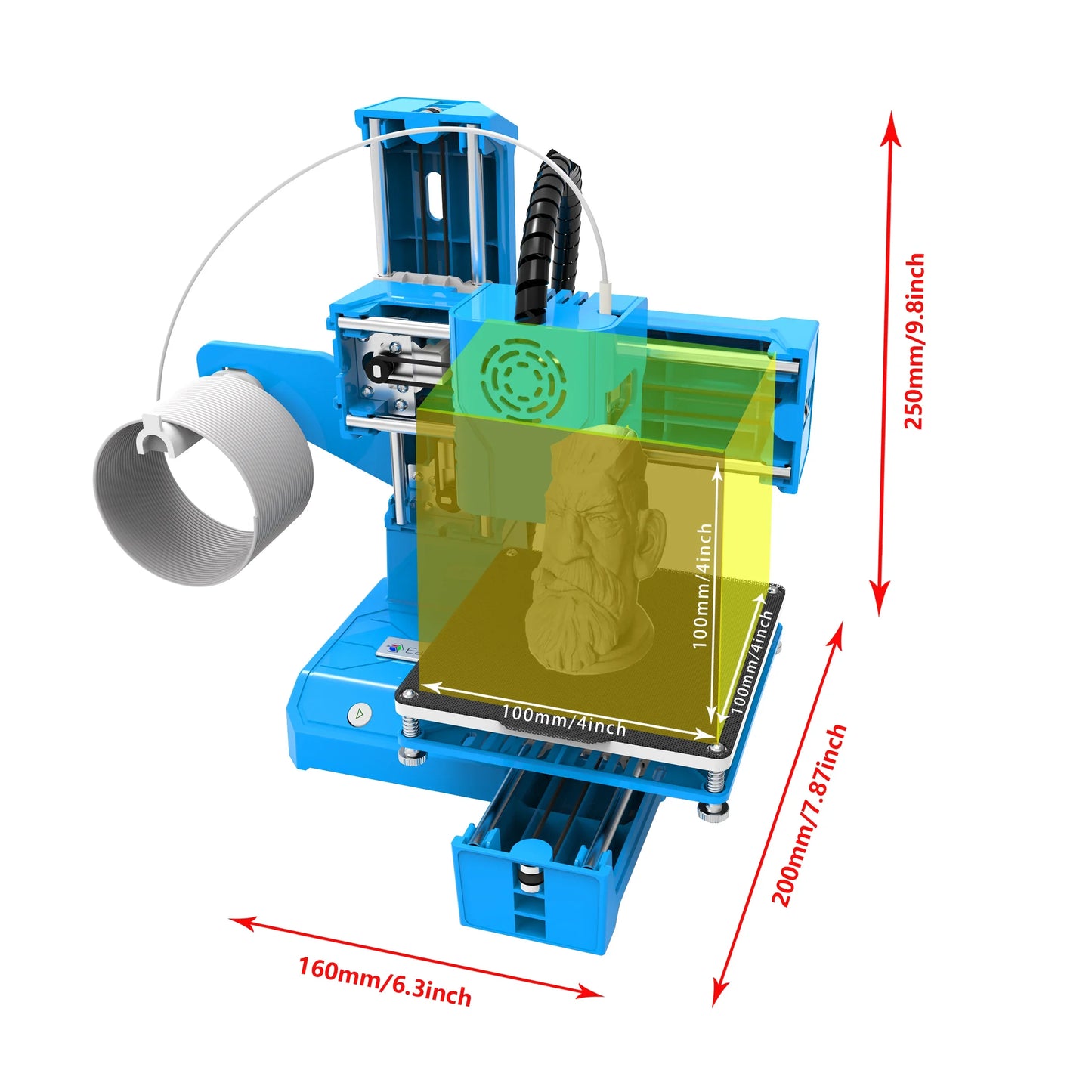 EasyThreed K9 Mini 3D Printer – User-Friendly Entry Level Printer, FDM Technology, Compatible with TPU & PLA Filament (1.75mm), Black