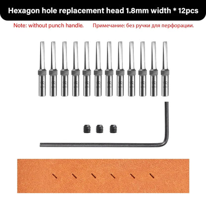 WUTA Leather Hole Punch Tool - Multifunctional Round Pricking Iron with Interchangeable Heads for Leather Craft & Stitching