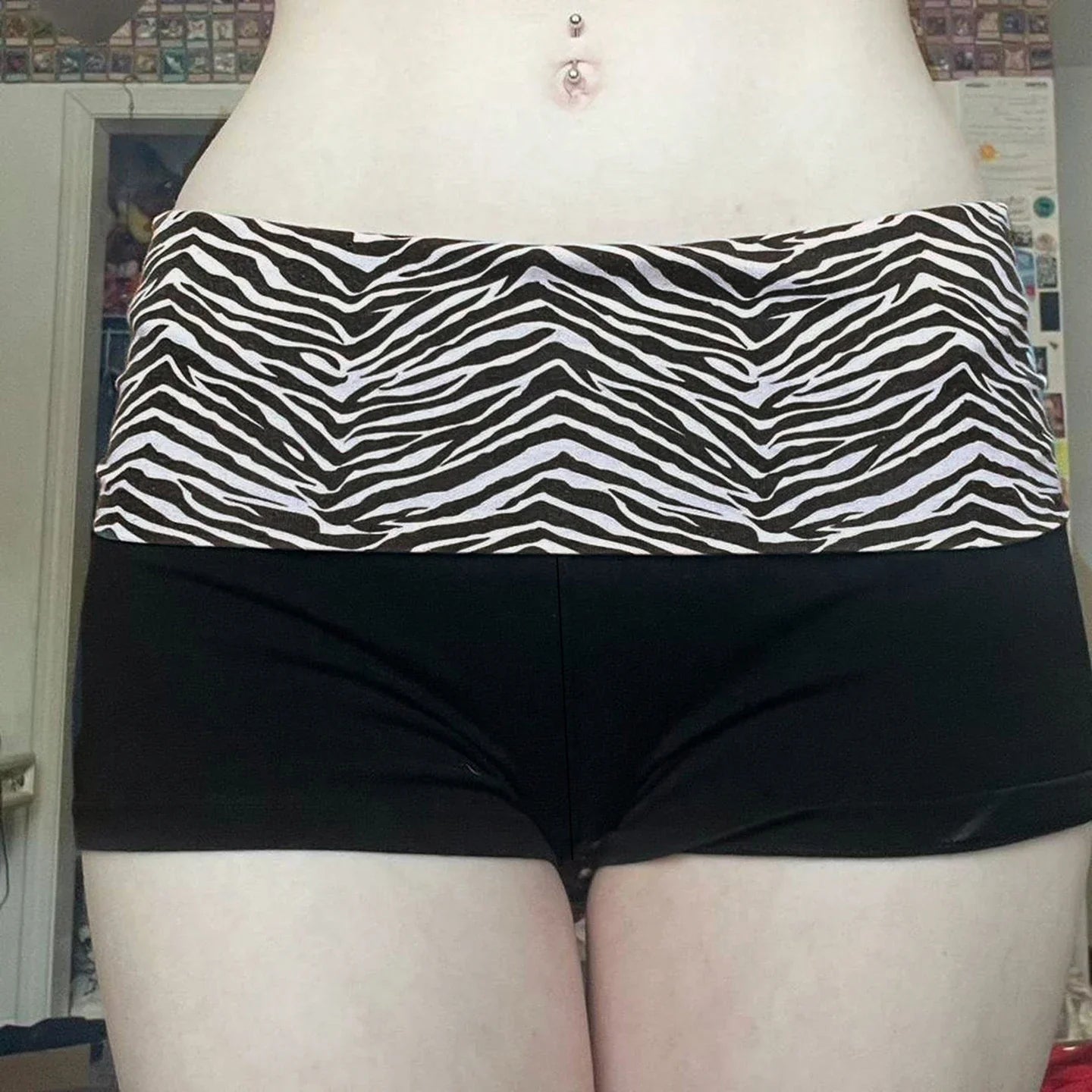 Y2K Zebra Print Mini Shorts - Low Waist Stretch Harajuku Casual Summer Bottoms
