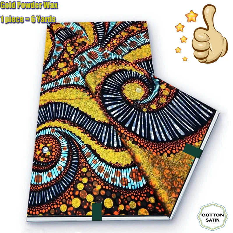 2026 African Grand Golden Wax Fabric - Soft Pink Flash Gold Ankara Batik Pagne