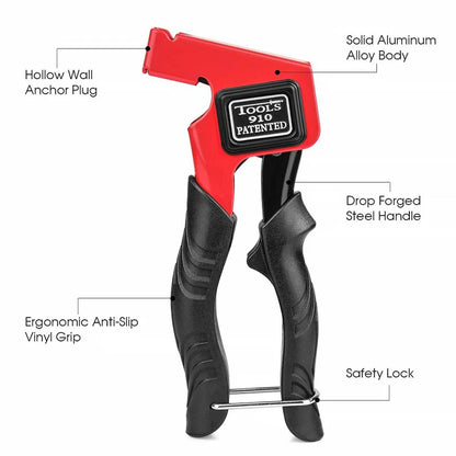 Hand Tool Wall Anchor Gun — Hollow Metal Cavity Anchor Fixing Gun for Gypsum Plasterboard & Molly Drywall Tools