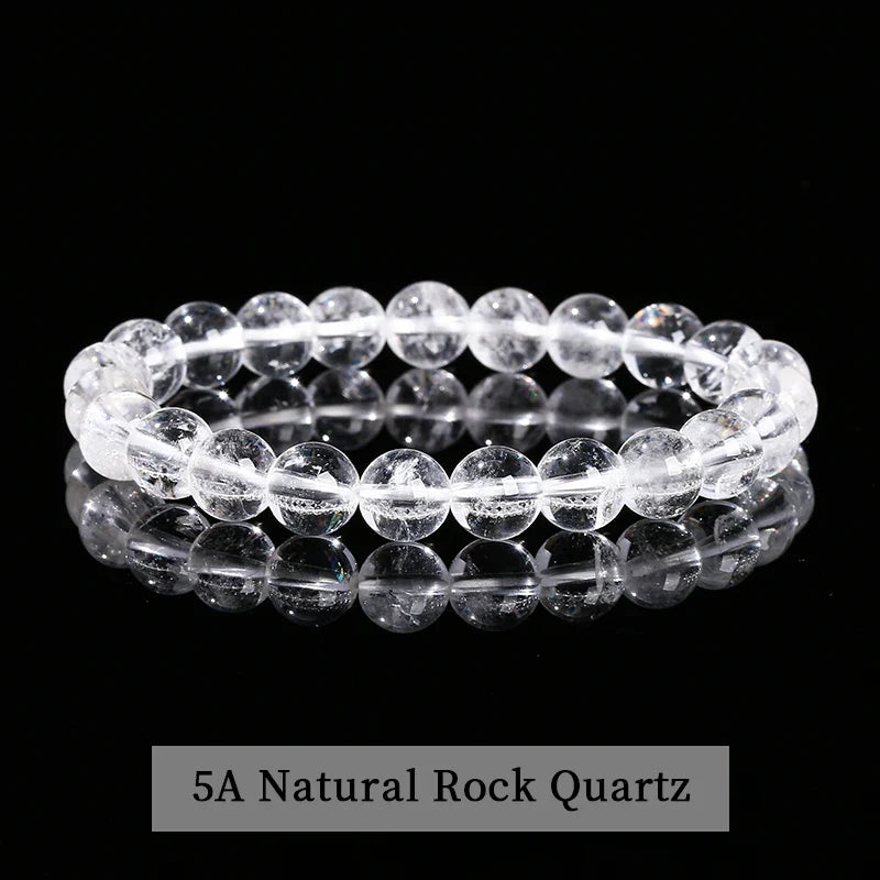 Natural Stone Beaded Bracelet - Obsidian, Fluorite & Quartz Healing Stretch Jewelry for Men & Women
