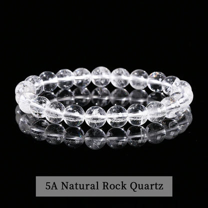 Natural Stone Beaded Bracelet - Obsidian, Fluorite & Quartz Healing Stretch Jewelry for Men & Women