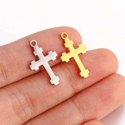Stainless Steel Cross Charms Set - 5Pcs DIY Jewelry Pendants for Bracelets, Earrings & Necklaces