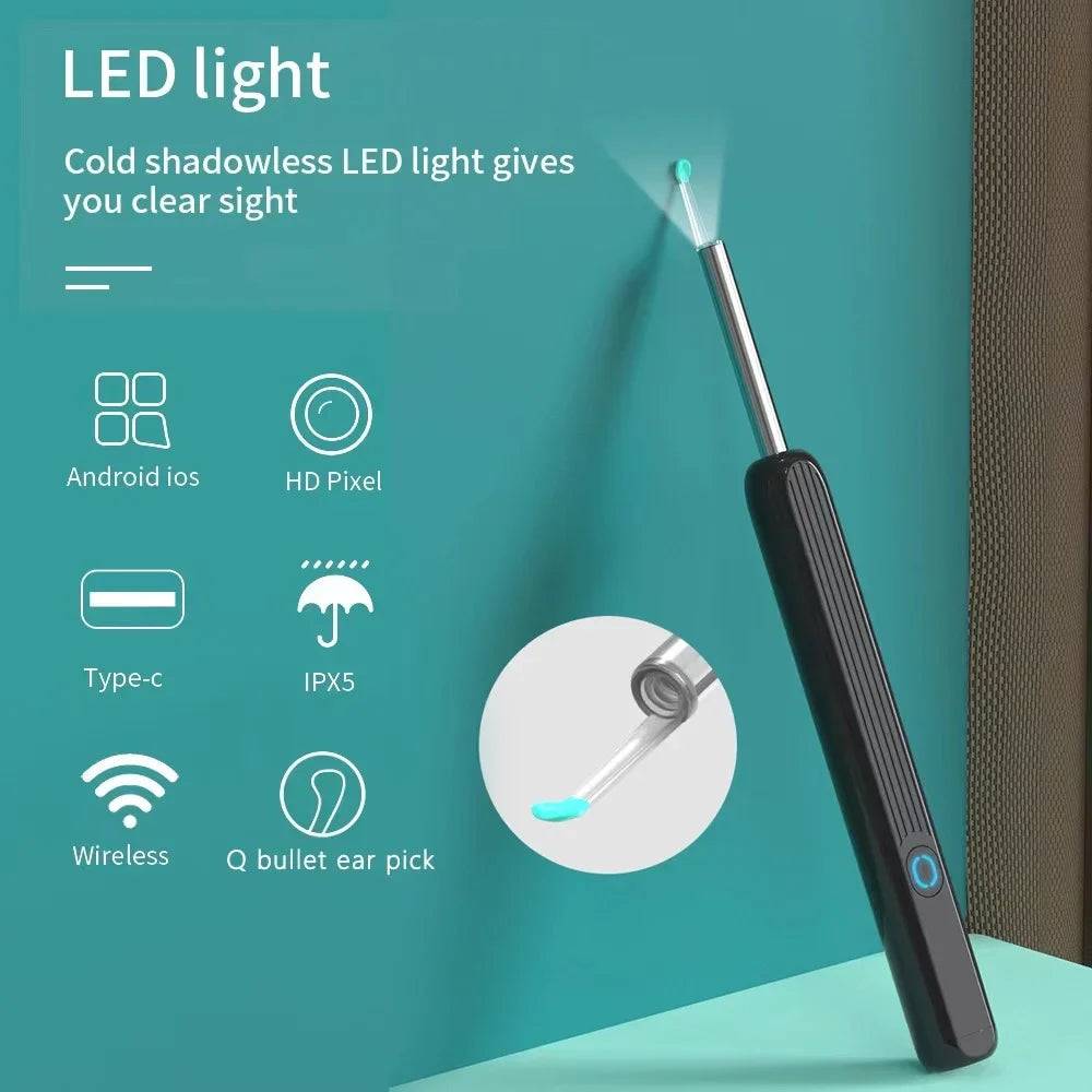Wireless Smart Visual Ear Cleaner – 1296P Camera Otoscope Ear Wax Removal Health Care Kit