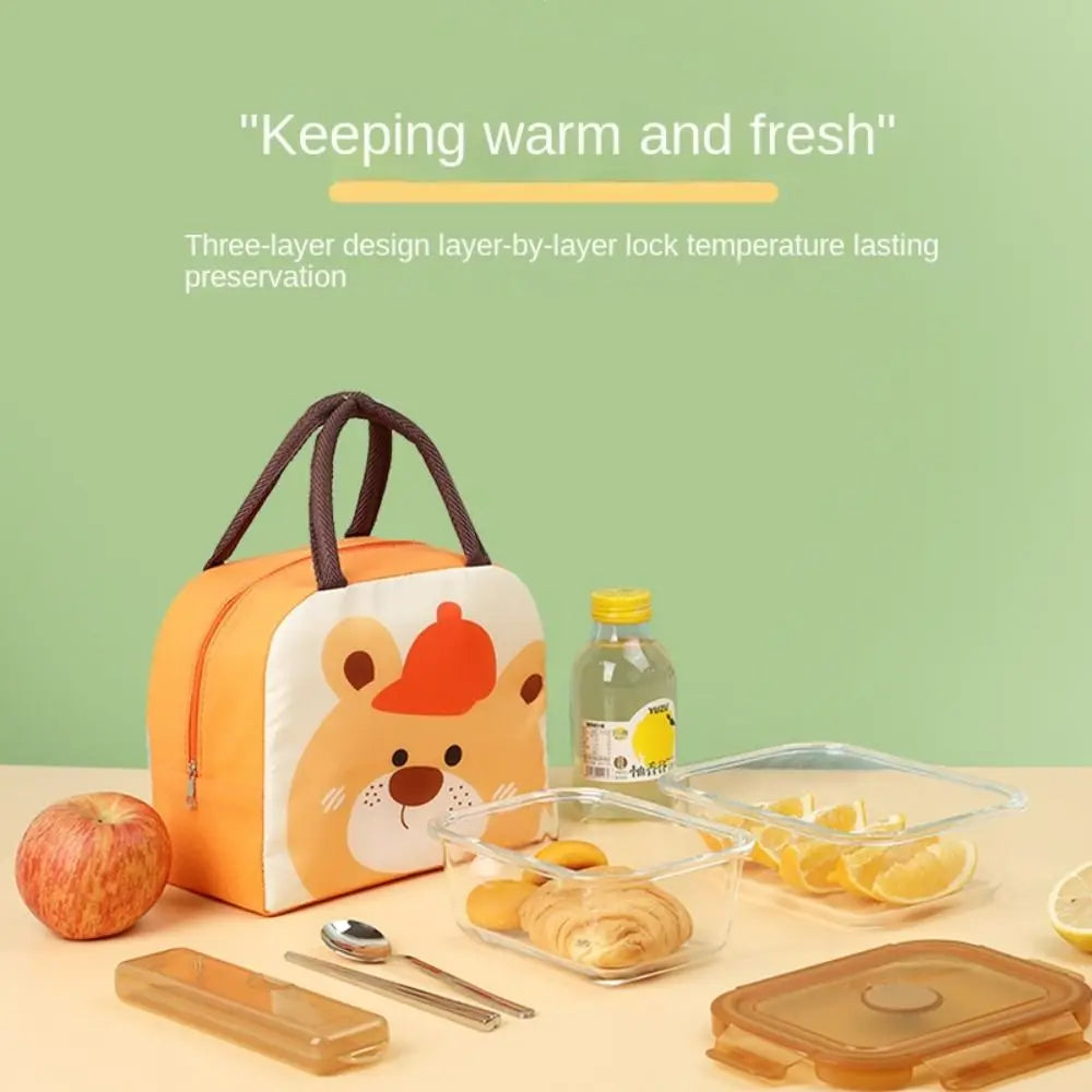 Cartoon Insulated Lunch Bag - Portable Non-Woven Thermal Food Storage Tote