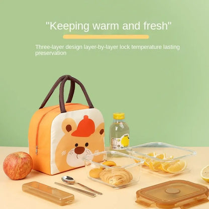 Cartoon Insulated Lunch Bag - Portable Non-Woven Thermal Food Storage Tote