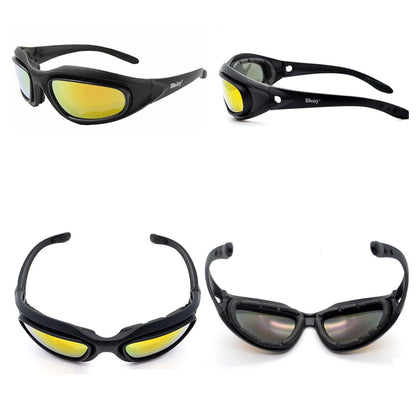 Daisy C5 Army Goggles Desert Storm - 4 Lens Polarized Hunting Sunglasses with UVA/UVB Protection for Outdoor Sports and Motorcycle Riding