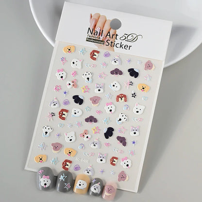 5D Macaron Nail Stickers - Embossed Flower, Fruit, Bear & Rabbit Charms for Summer DIY Manicure Decoration
