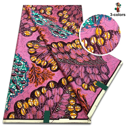 African Glitter Golden Wax Fabric - Nigerian Ankara Gold Print 6 Yards Sewing Material