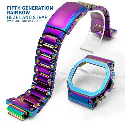 G-Refit V6.0 DW5600 Metal Bezel Kit - Stainless Steel Watch Band Strap & Case Accessories with Tools for GWB5600/GWM5610