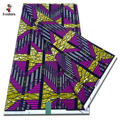 African Real Wax Print Fabric - 100% Cotton Soft Ankara Pagne Material for Dresses