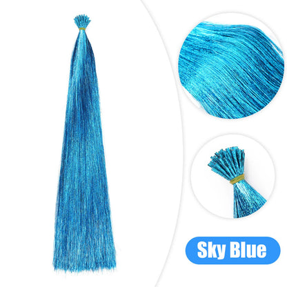 50PCS I-Tip Glitter Hair Extensions - Synthetic Fairy Tinsel Hair Strands for Women & Girls Party Hair Accessories