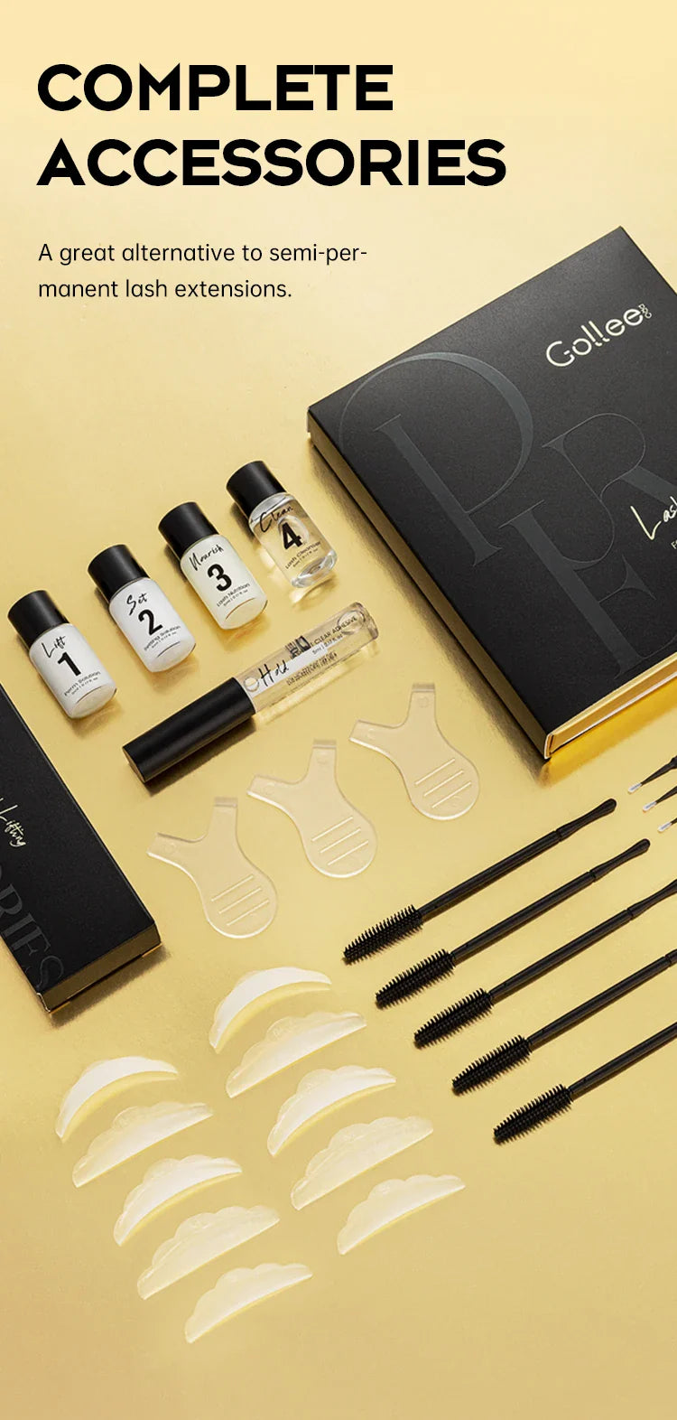 Gollee Eyelash Lifting Perm Kit – Original Lash Lift Set for 4-6 Weeks Retention, Eyelash Curler & Treatment Makeup Set